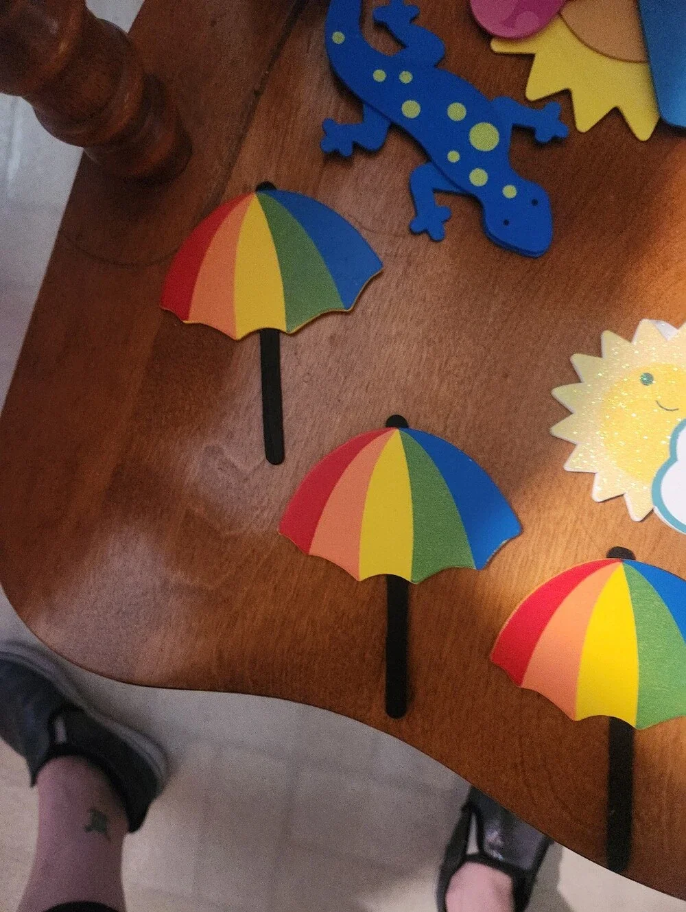 Wooden Beach and Rainbow Decor Set - Blue, Yellow, Pink, Green
